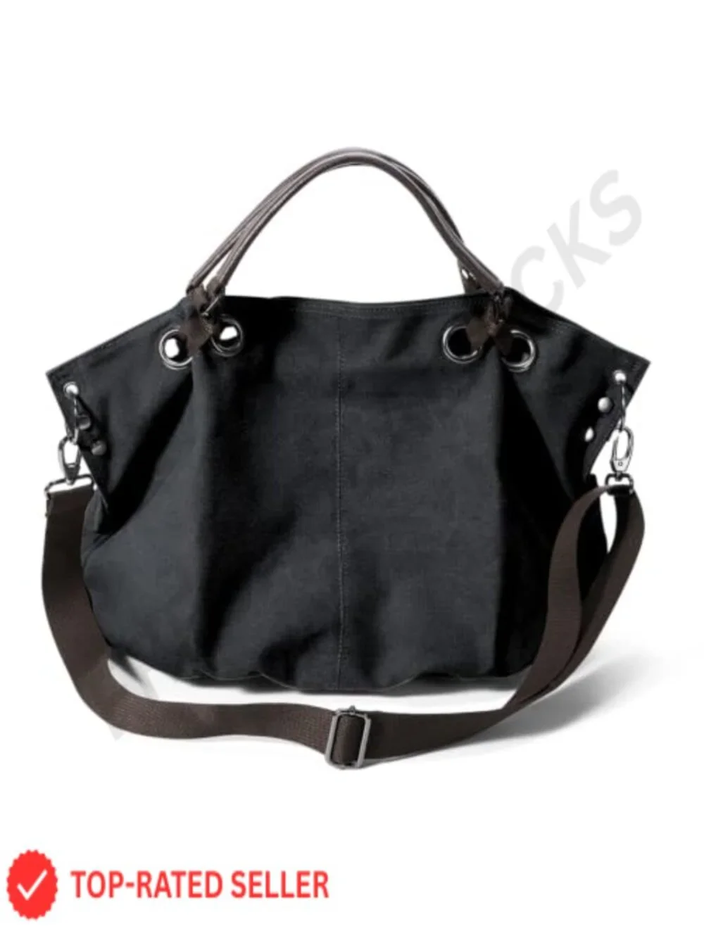 Canvas Messenger Bag with Detachable Strap Fits 14 Inch Laptop